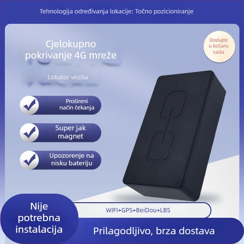 GPS tracker za vozilo s Beidou, preciznost GPS 5–15 m, mobilni i geofence alarmi, karte Gaode/Baidu, magnetsko pričvršćenje