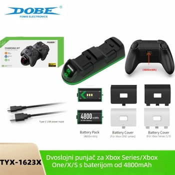 Dualni punjač za Xbox kontrolere s 2000mAh baterijama za Xbox One/Series X|S