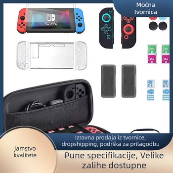 Zaštitni kućište za Switch s kaljenim zaštitnim staklom, kristalnim dijeljenim kućištem i silikonskim držačima – ručna izrada; Materijal: EVA + tkanina; Kompatibilan model: Switch; Težina: 150 g