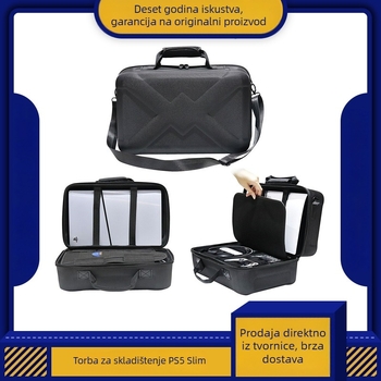 PS5 Slim EVA torbica za pohranu s crossbody remenom i zatvaračem, kompatibilna s PS5 Slim