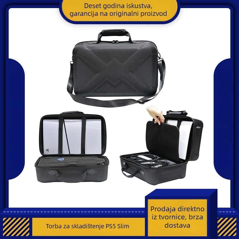 PS5 Slim EVA torbica za pohranu s crossbody remenom i zatvaračem, kompatibilna s PS5 Slim