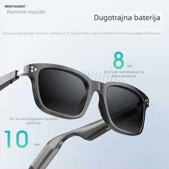 Pametne Bluetooth naočale s AI glazbom, magnetska rama leće, zaštita od plave svjetlosti i UV, ABS+PC kućište, baterije 2×110 mAh, domet 10 m+