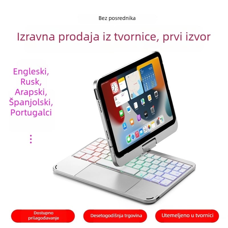 Bežična tipkovnica za iPad mini 6 – Bluetooth, model F83ATS, izdanje 2023, ergonomski, kompatibilna s 2022 iPad mini 6