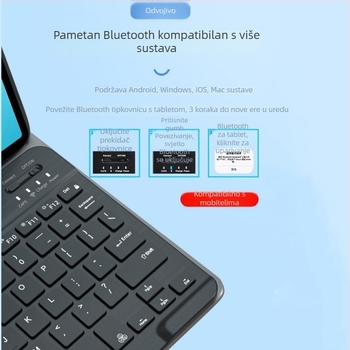 Bežična Bluetooth tipkovnica za mobilne telefone, tablete i notebook računala (Bluetooth sučelje, težina 0,3 kg, model 129, OEM obrada dostupna)