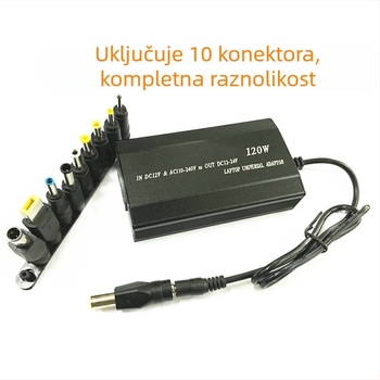120W dvostruki punjač za automobil i dom s USB priključkom i 10 adaptera, izlaz 12–24V