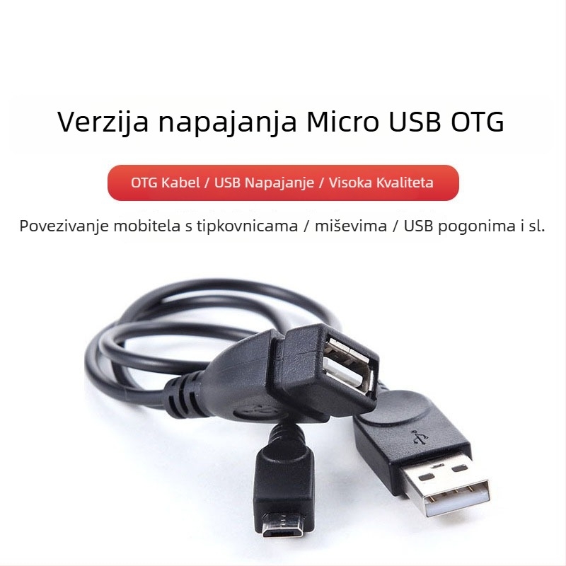 Puxi saineng OTG podatkovni kabel s napajanjem, Micro USB host, 1 na 2 razdjelnik, TPE