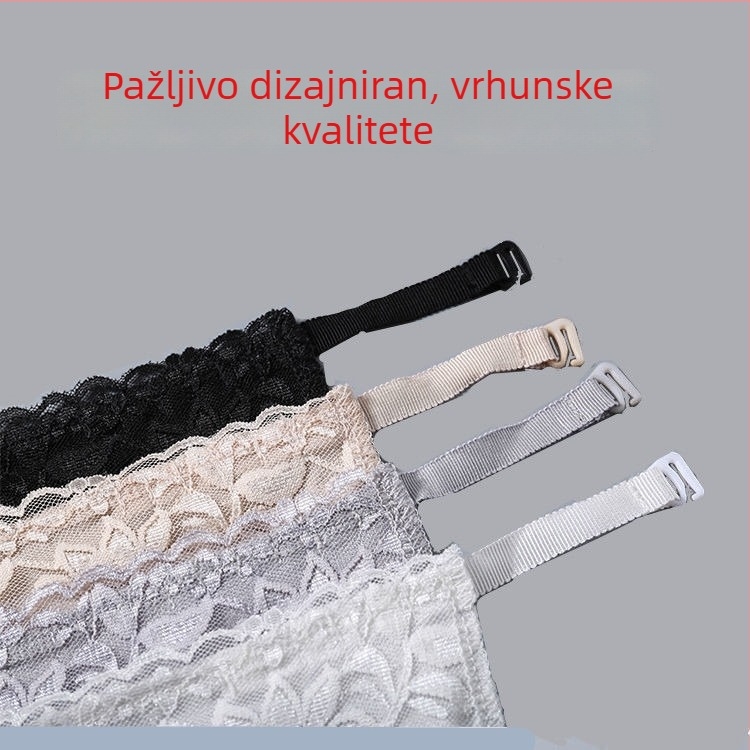 Jednodijelni bustier od modalnog materijala, bez naramenica, neproziran čipkasti rub, kratka duljina, anti-izlaganje
