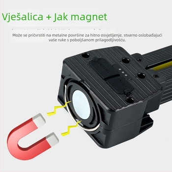 COB radna svjetiljka s LED inspekcijskim svjetlom, sklopiva magnetska baza, prijenosna svjetiljka za popravke i kampiranje