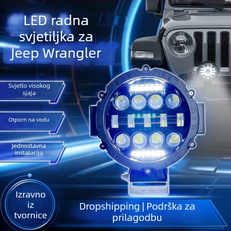 Kružna dvobojna LED radna svjetiljka za auto sa širokim snopom, 15-LED modul, 75W, 24V, 8000 lm, 6000K
