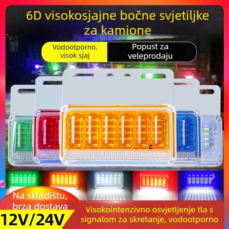LED bočna svjetla za kamion i prikolicu, 12/24V, 8W, IP68, 13.5×10.5 cm