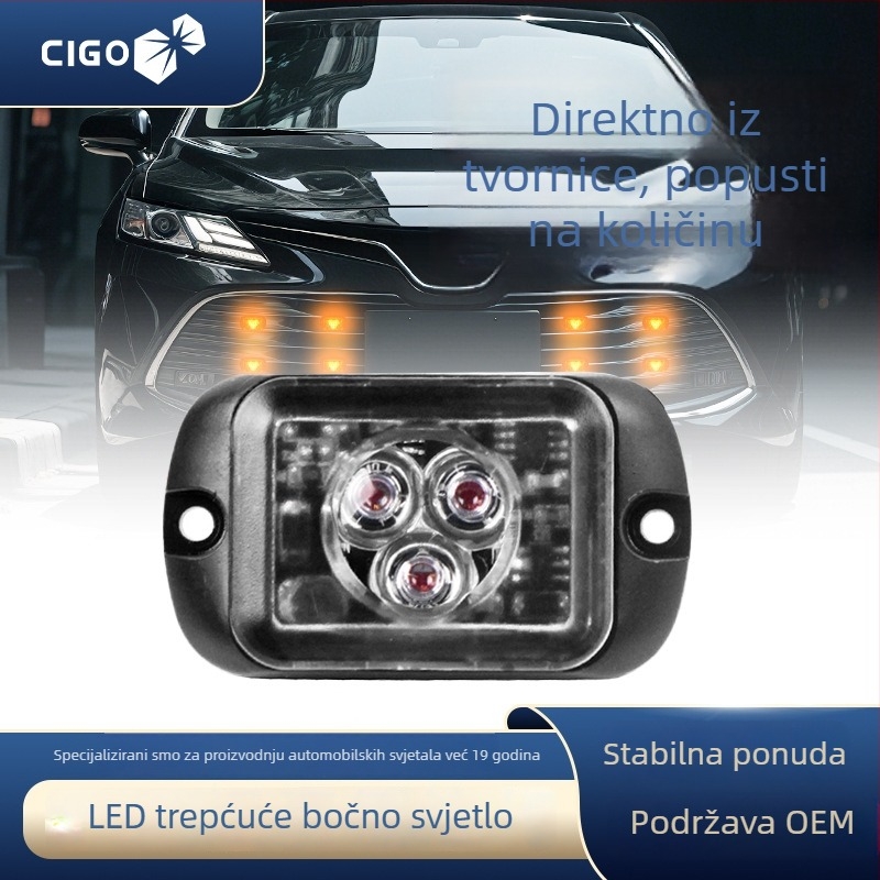Kamionska LED svjetiljka s 3 LED-ima, 12V/24V – bljeskalica, bočno svjetlo, indikator širine, dnevno svjetlo i upozoravajuće svjetlo