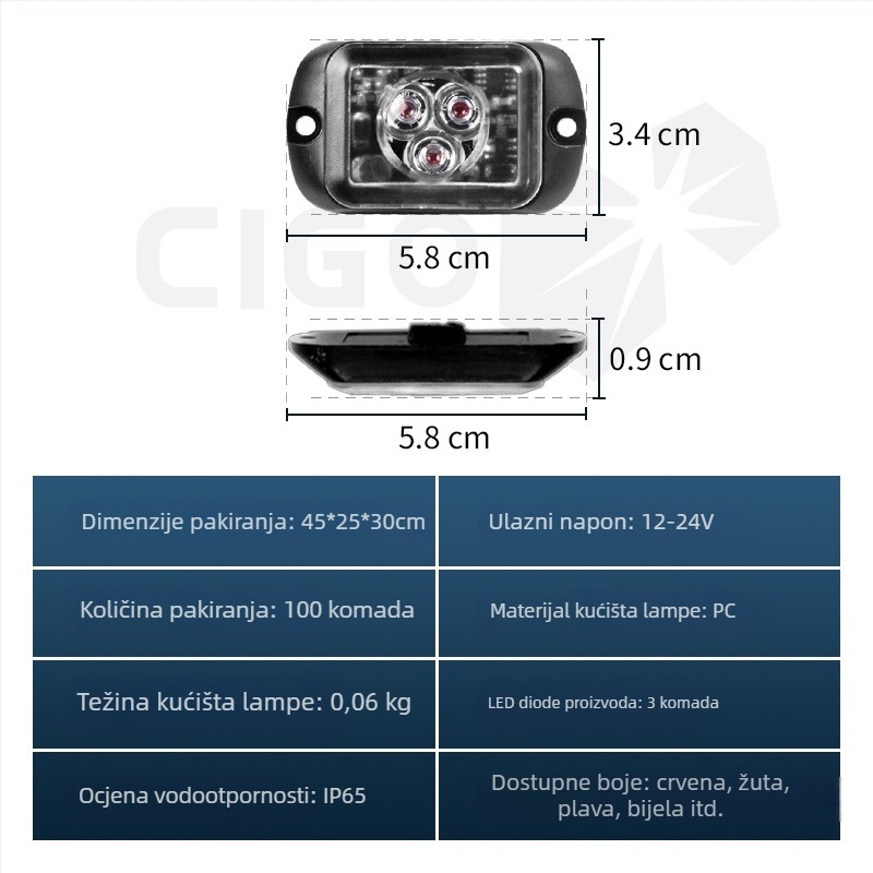 Kamionska LED svjetiljka s 3 LED-ima, 12V/24V – bljeskalica, bočno svjetlo, indikator širine, dnevno svjetlo i upozoravajuće svjetlo