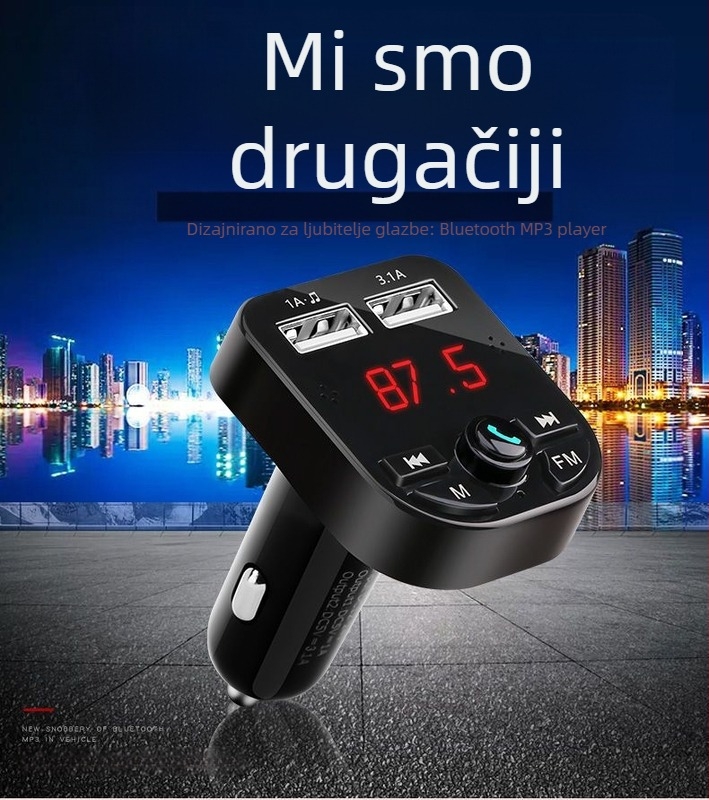 Automobilski MP3 player s Bluetooth Hands-Free, digitalni zaslon i dvostruko punjenje