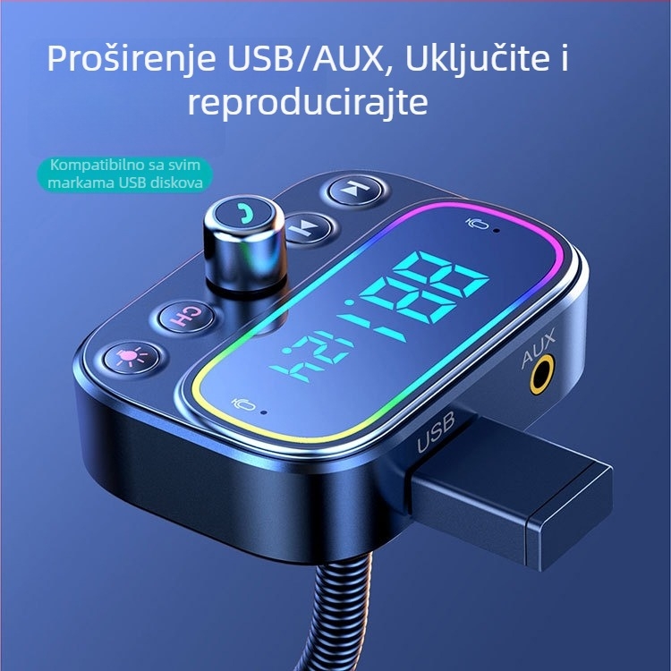 T67 Auto Bluetooth MP3 player s FM, Hands-free pozivi, QC3.0 brzo punjenje, AUX auto punjač