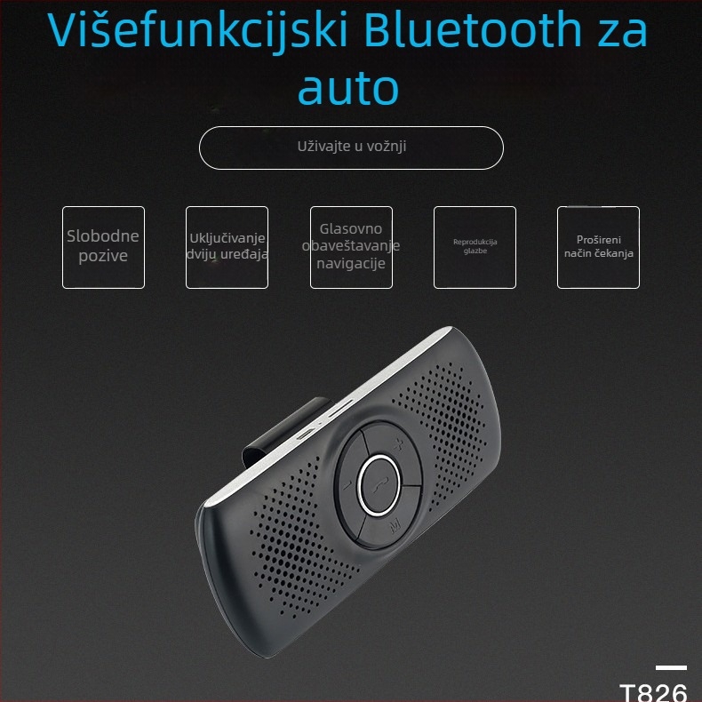 Bluetooth automobil hands-free zvučnik s ugradnjom u sunčanu viziru, bežični 2,4 GHz, 12V ulaz, 3W zvučnik