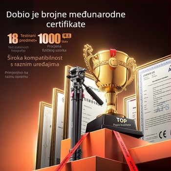 Kamera stativ Light Wing V KT004 s hidraulnim PTZ glavom, 4-sekcijske noge, kompatibilan s DSLR-om, bezzrcalnim kamerama i pametnim telefonima