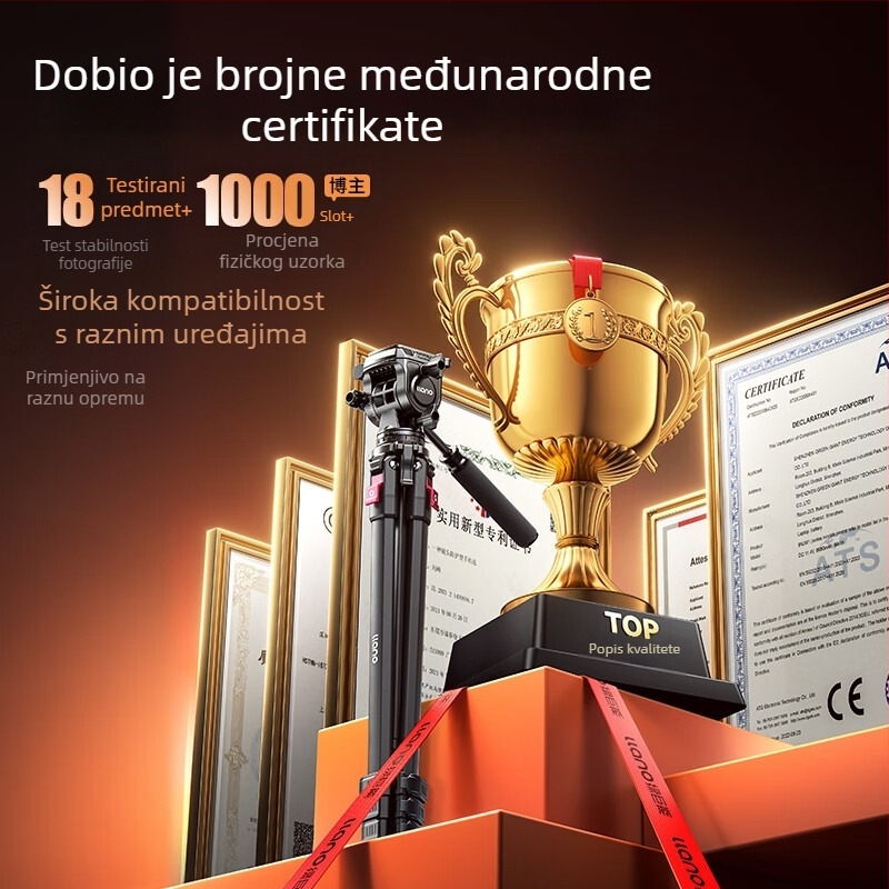Kamera stativ Light Wing V KT004 s hidraulnim PTZ glavom, 4-sekcijske noge, kompatibilan s DSLR-om, bezzrcalnim kamerama i pametnim telefonima