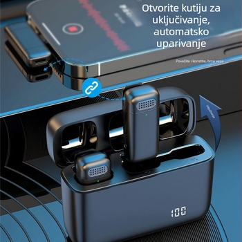 K6K5 Bežični lavalier mikrofon s kutijom za punjenje, ugrađena baterija, SNR < 60 dB, Mikrofon za prijenos uživo