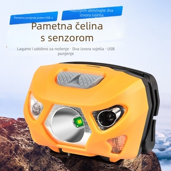 LED čelna lampica USB punjiva, za ribolov i noćne šetnje, 1200 mAh baterija, LED izvor, domet 100–200 m