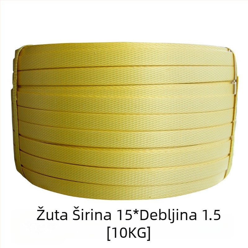 Ručna PP traka za pakiranje, debljina 1,5 mm, kompatibilna s PP kopčom, napetostna čvrstoća 60 kg, težina role 5 kg, prilagodljivo