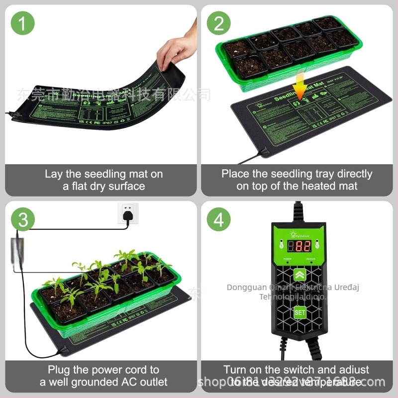 Grijajuća podloga za biljke s termostatom za sadnice, vodootporna, otporna na hladnoću, vatrootporna, plastična konstrukcija
