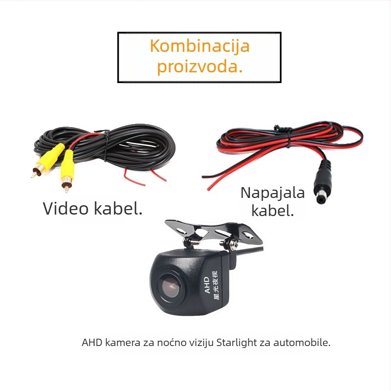AHD auto kamera sa Starlight noćnim vidom, 360° panoramski širokokutni, vodootporna stražnja kamera, 480x1080p, 12V