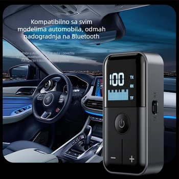 LXKL-M20 Auto MP3 FM Transmitter i Bluetooth Receiver – USB i 3,5 mm audio sučelje, Plug‑and‑Play, domet 15 m, frekvencija 100 MHz, Bluetooth 5.4
