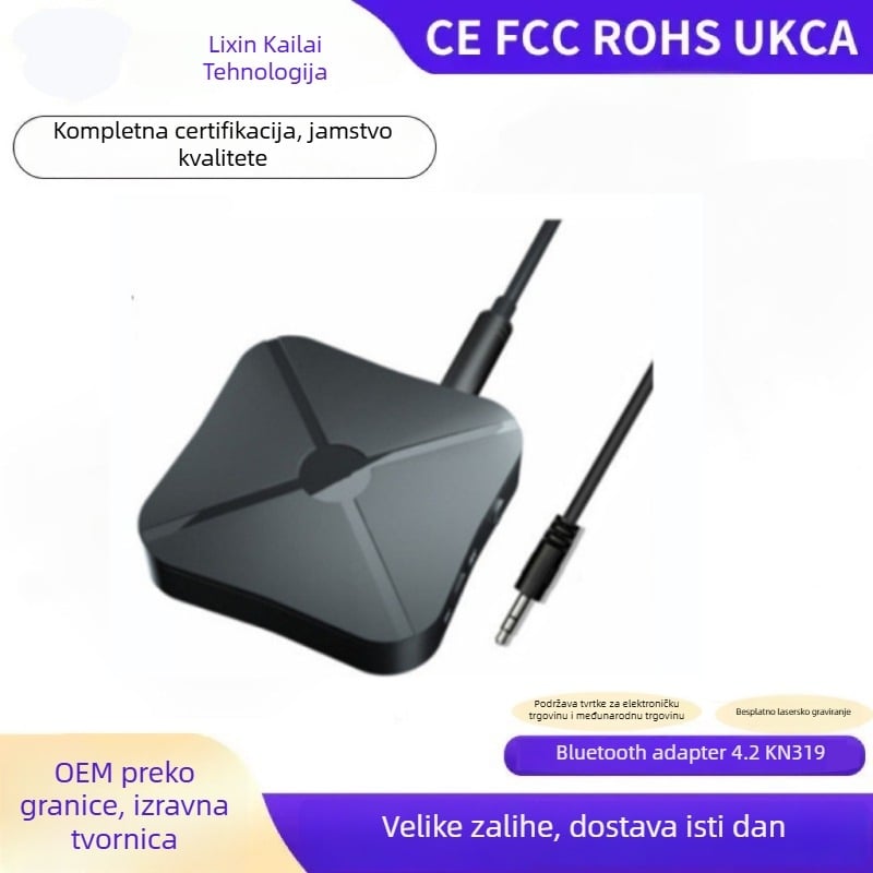 Bluetooth KN319 prijemnik/emitiranje | Bluetooth 4.2, 3,5 mm audio sučelje, Plug‑and‑Play, bez vanjskog napajanja, domet 10 m
