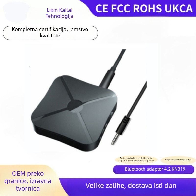 Bluetooth KN319 prijemnik/emitiranje | Bluetooth 4.2, 3,5 mm audio sučelje, Plug‑and‑Play, bez vanjskog napajanja, domet 10 m