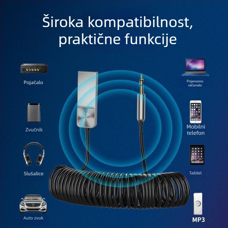 B27 Auto Bluetooth Audio Prijemnik, 3,5 mm Audio Emitent, Bluetooth 5.0, AUX, Plug‑and‑Play