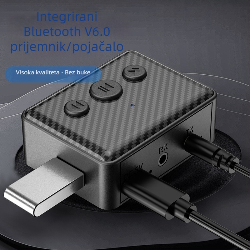 Bluetooth 6.0 audio prijemnik i odašiljač – 2-u-1 Bluetooth adapter s reprodukcijom s USB diska, Type-C napajanje, AUX/RCA izlazi, domet 10 m
