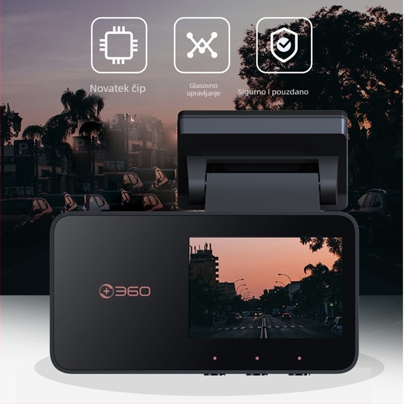 XT60 360° dash cam, prednje i stražnje dvostruko snimanje, noćno snimanje 1080p, 170° kut gledanja, podržava TF karticu do 128GB