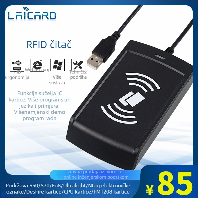 T6-AU-10-01 USB bezkontaktni čitač kartica za S50/S70/Ultralight/CPU kartice, 13,56 MHz