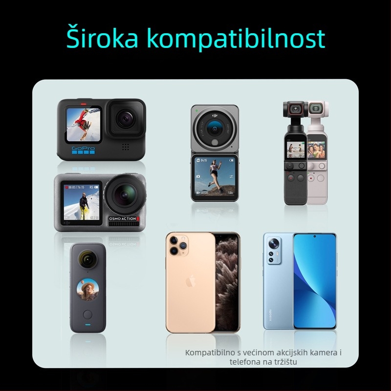 STARTRC Držač za vrat za akcijske kamere: kompatibilan s Action 2, OSMO Action, FIMI Palm 2/Palm i GoPro; materijali ABS + silikon + aluminij; uključuje držač za vrat, klip za telefon, GoPro adapter za stativ, M5 vijaka i 3 vodilice šipki.