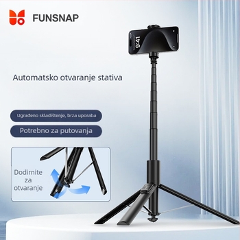 Prijenosni podni stativ za telefon s Bluetooth daljinskim upravljanjem, tijelo od aluminijske legure, stabilizacija slike, mogućnost prilagodbe