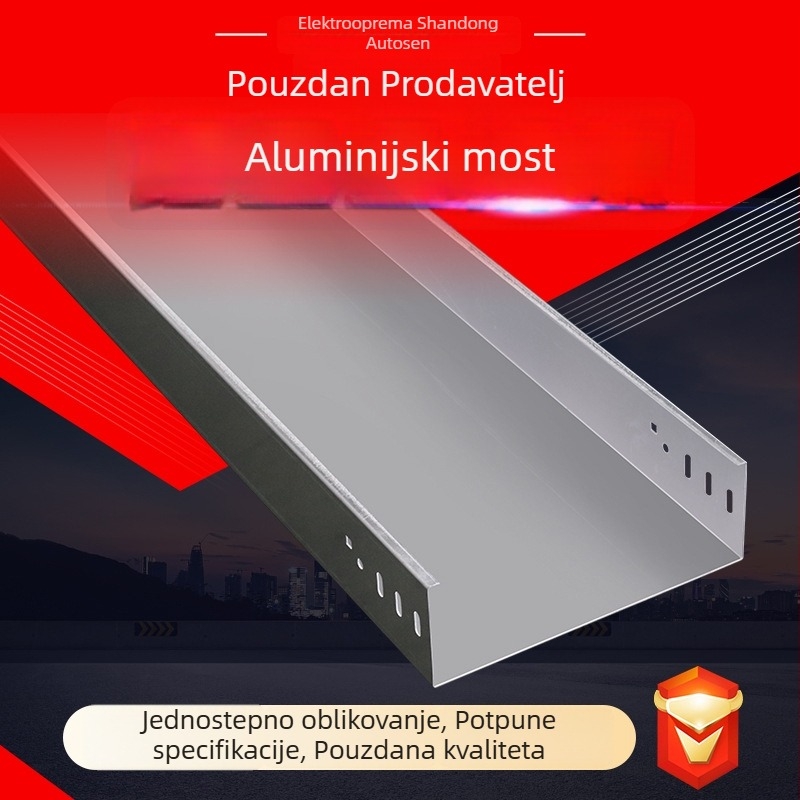 Aluminijski kabelski mostić-kanal s trapeznim dijelnikom, za vanjsku upotrebu, Otosen, modeli 50x50–400x200