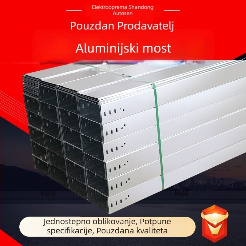 Aluminijski kabelski mostić-kanal s trapeznim dijelnikom, za vanjsku upotrebu, Otosen, modeli 50x50–400x200