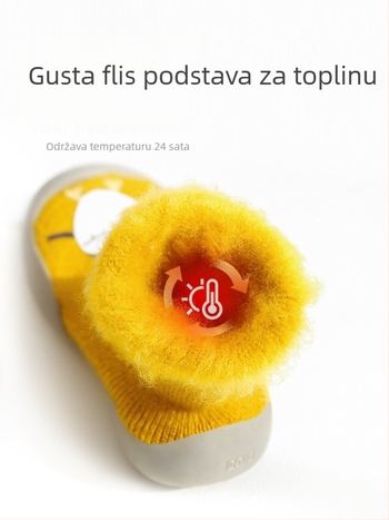 Dječje podne čarape sa protukliznom sole, akrilni materijal, fleece unutarnja podstava, debele, za unutarnju i vanjsku upotrebu