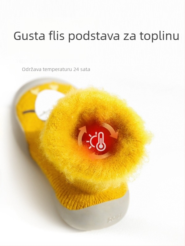 Dječje podne čarape sa protukliznom sole, akrilni materijal, fleece unutarnja podstava, debele, za unutarnju i vanjsku upotrebu