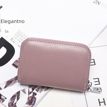 Kožni držač kartica s RFID zaštitom, zatvarač, unisex, višenamjenski akordeonski organizator