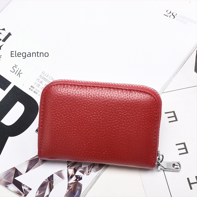 Kožni držač kartica s RFID zaštitom, zatvarač, unisex, višenamjenski akordeonski organizator