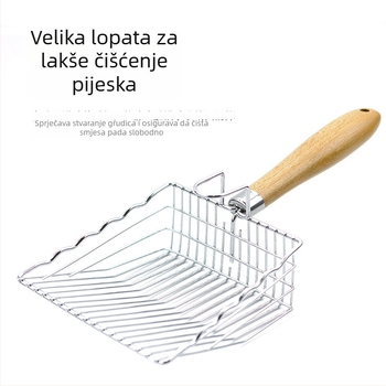 Metalna kašika za mačji pijesak; kompatibilna s bentonitom, tofijom i miješanim pijeskom; nije uvezeno; bez privatne oznake