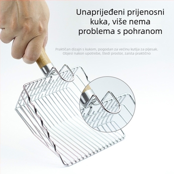 Metalna kašika za mačji pijesak; kompatibilna s bentonitom, tofijom i miješanim pijeskom; nije uvezeno; bez privatne oznake