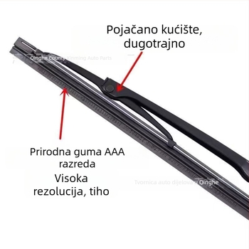 Auto brisač s U-oblikom od željezne kosti, model 14-28, kompatibilan s 99% U-oblikovanih ramena, 90° ugao brisanja, 12–24V