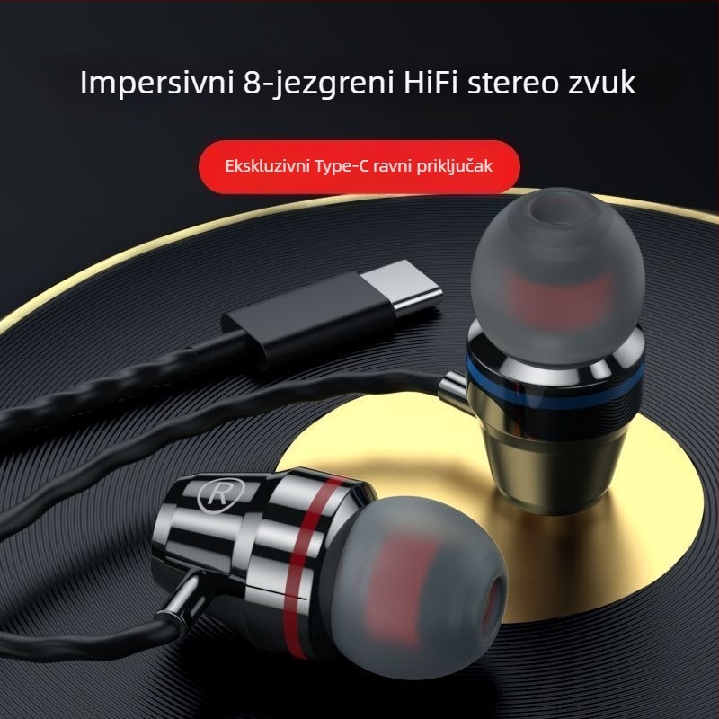 Žične Lavalier slušalice za uho, s kružnim sučeljima i ugrađeni mikrofon – kompatibilno s Xiaomi i Huawei