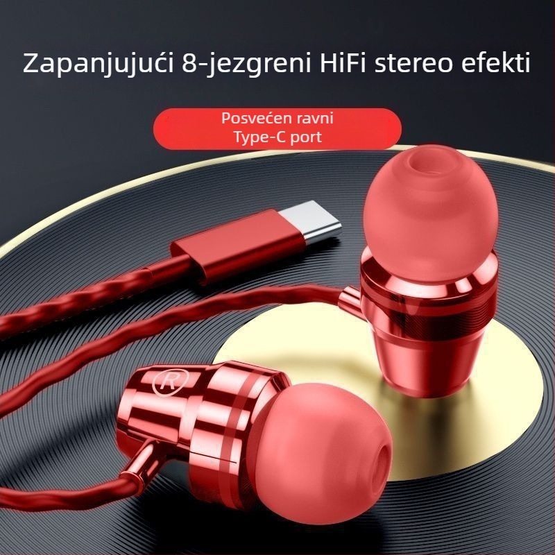 Žične Lavalier slušalice za uho, s kružnim sučeljima i ugrađeni mikrofon – kompatibilno s Xiaomi i Huawei