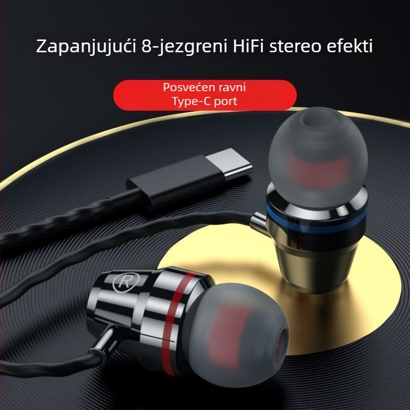 Žične Lavalier slušalice za uho, s kružnim sučeljima i ugrađeni mikrofon – kompatibilno s Xiaomi i Huawei