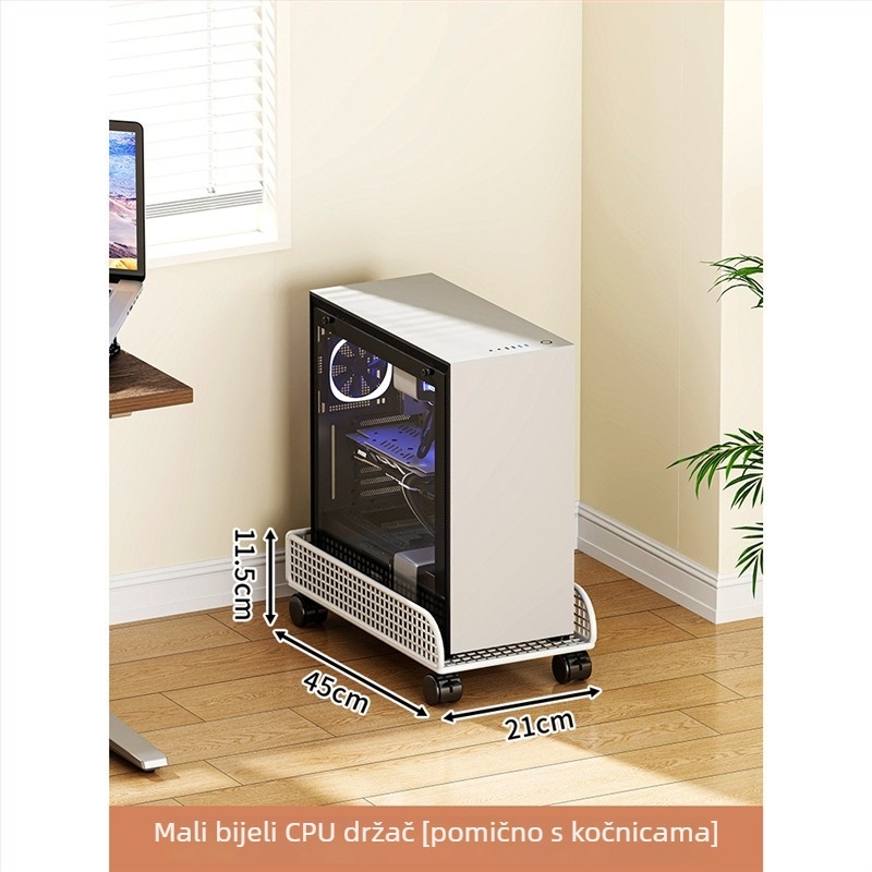 Dvoetažni metalni mobilni stalak za računalo s kotačićima – stolni skladišni stalak