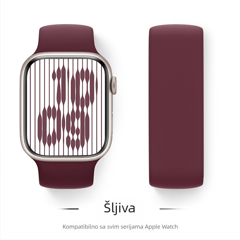 Silikonski remen za Apple Watch, kompatibilan s veličinama 38–49 mm, moderan dizajn, kopča
