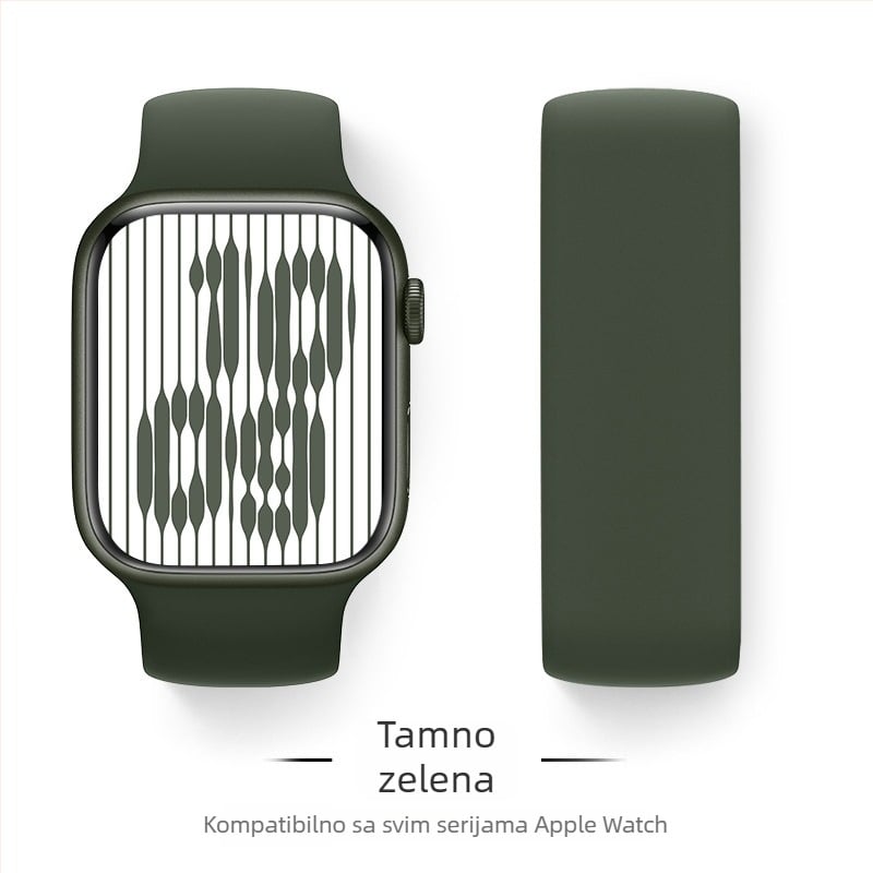 Silikonski remen za Apple Watch, kompatibilan s veličinama 38–49 mm, moderan dizajn, kopča